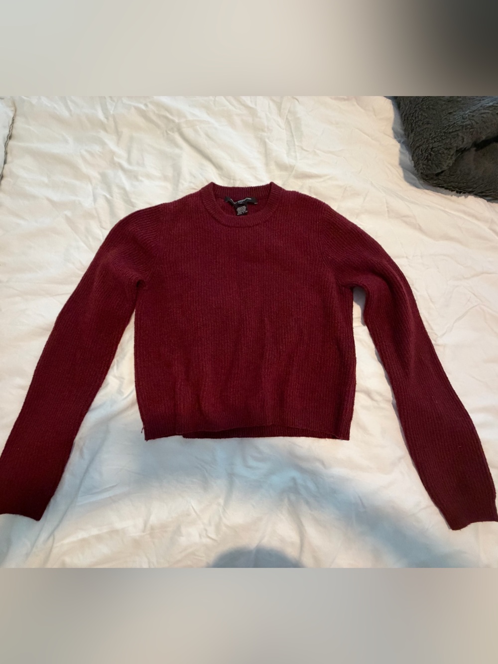 French Connection Women's Crewneck Burgundy Knit Sweater